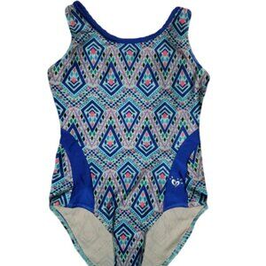 Justice Tribal Blue Print Swimsuit || sz10 || EUC